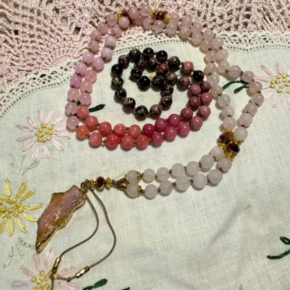 PINK OMBRE Handmade Semi Precious 8mm Gemstone 108 Bead Mala Necklace - Picture 3 of 14